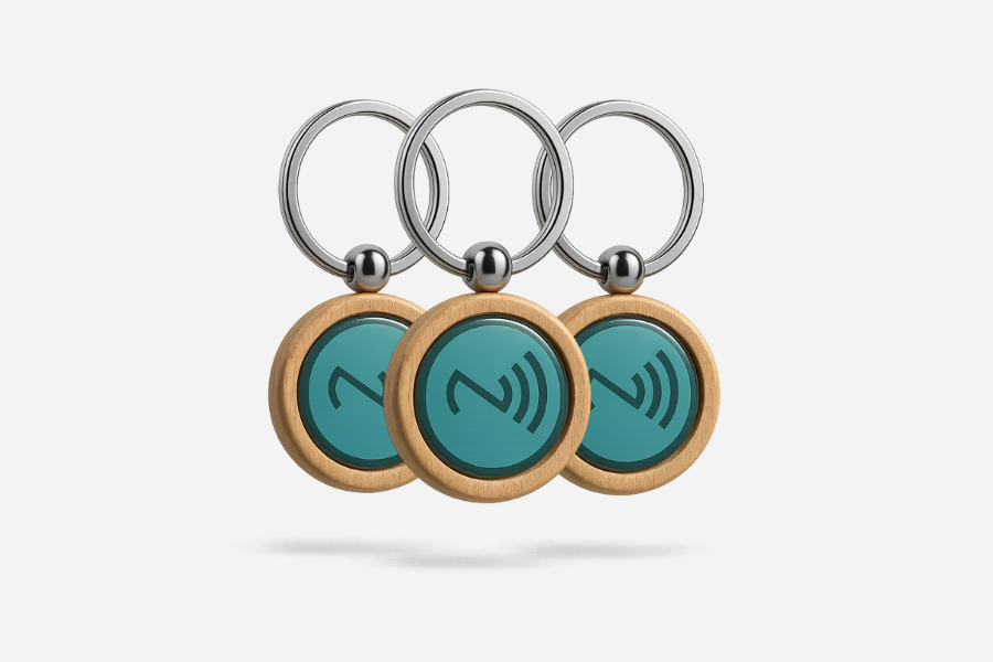 NFC Sleutelhanger Hout Rond NTAG215 (3 stuks)