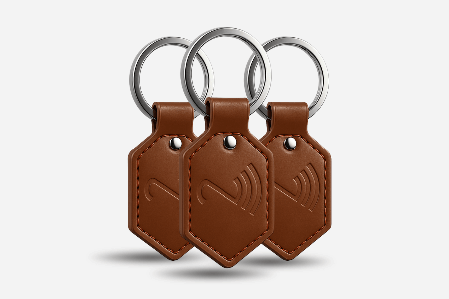 NFC Sleutelhanger Leer Bruin NTAG215 (3 stuks)