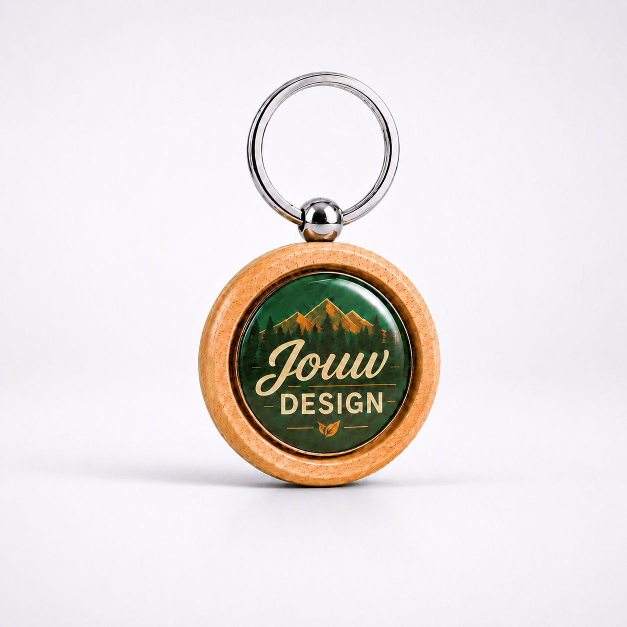NFC Sleutelhanger Hout Rond Eigen Design