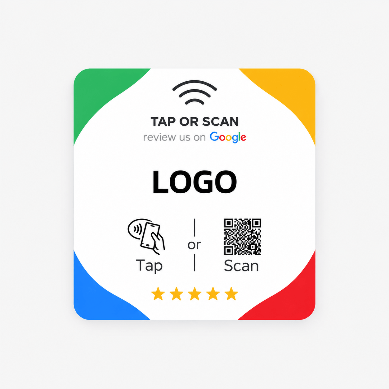 Google Review Sticker PVC Vierkant 100x100mm – Eigen Ontwerp