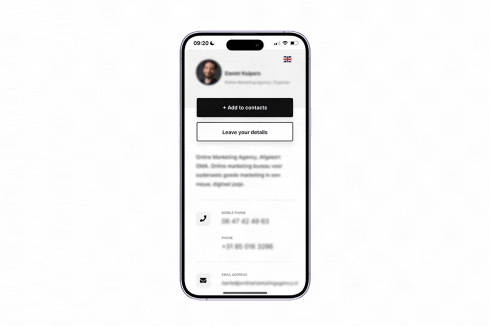 NFC visitekaart – Eigen design